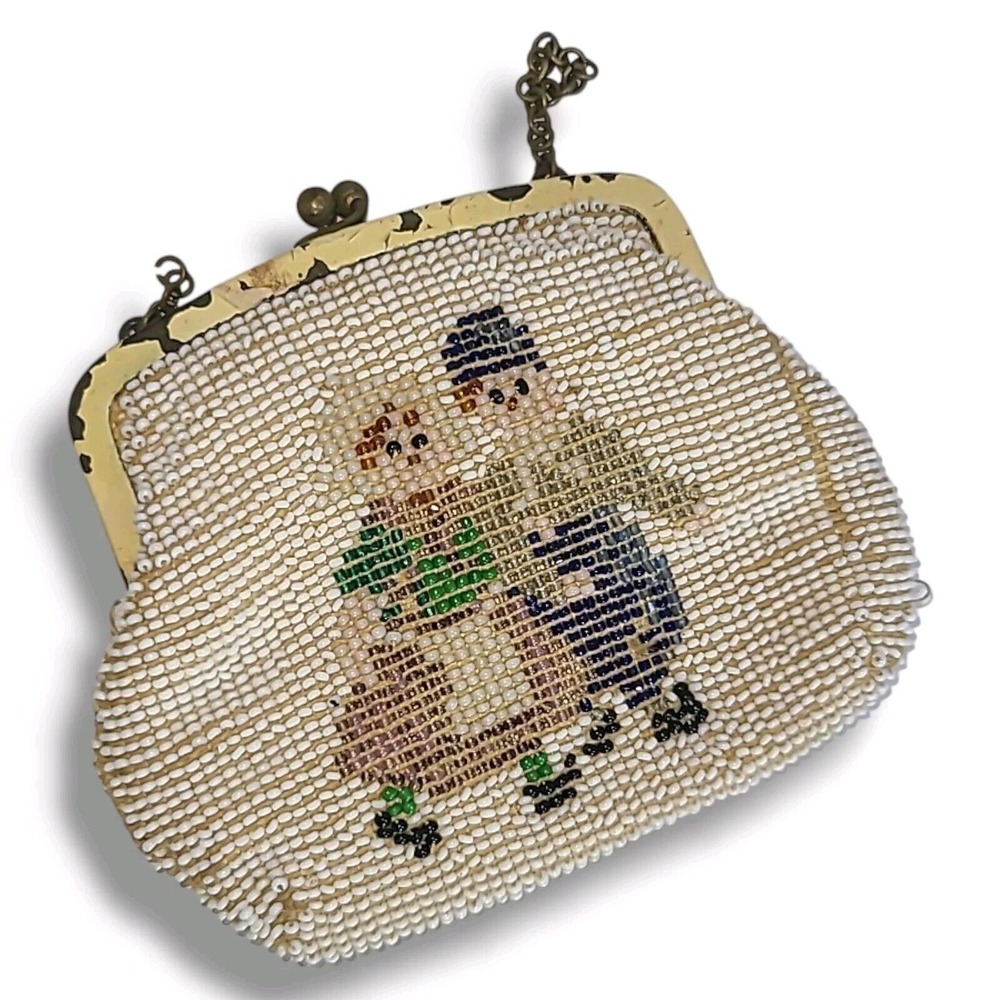 Vintage/Antique 20s 30s Czechoslovakia Beaded‎ Coin Purse * Broken Chain
